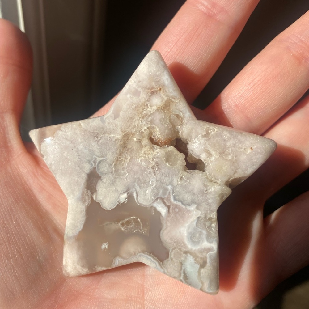 Flower Agate Star with Druzy - Picture 8 of 9